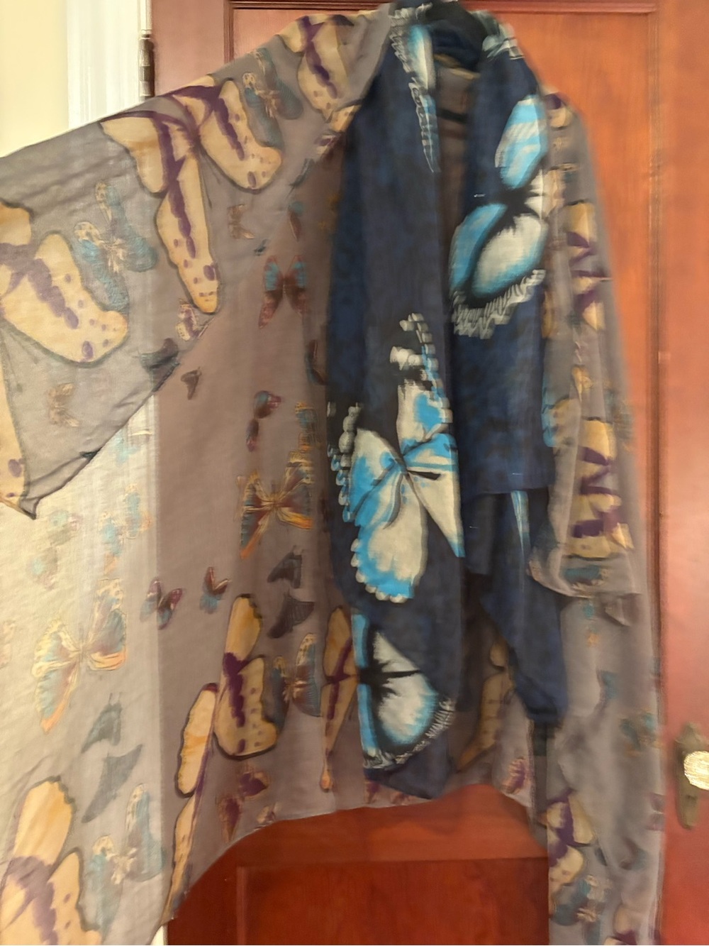 Set of Two - Sheer Butterfly Print Scarves/Shawls/Wraps